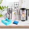 Silicone Cup Cradle for Tumblers with Built-in Slot, Tumbler Holder for Crafts Use to Apply Vinyl Decals for Tumblers, Small Tumbler Stand Cup Holder with Felt Edge Squeegee for Cups BottlesCyan view 4
