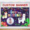 Custom Llama Cactus Happy Birthday Party Decorations Supplies Personalized Mexican Llama Cactus Birthday Backdrop Banner(6x9ft) view 1