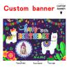 Custom Llama Cactus Happy Birthday Party Decorations Supplies Personalized Mexican Llama Cactus Birthday Backdrop Banner(6x9ft) view 2