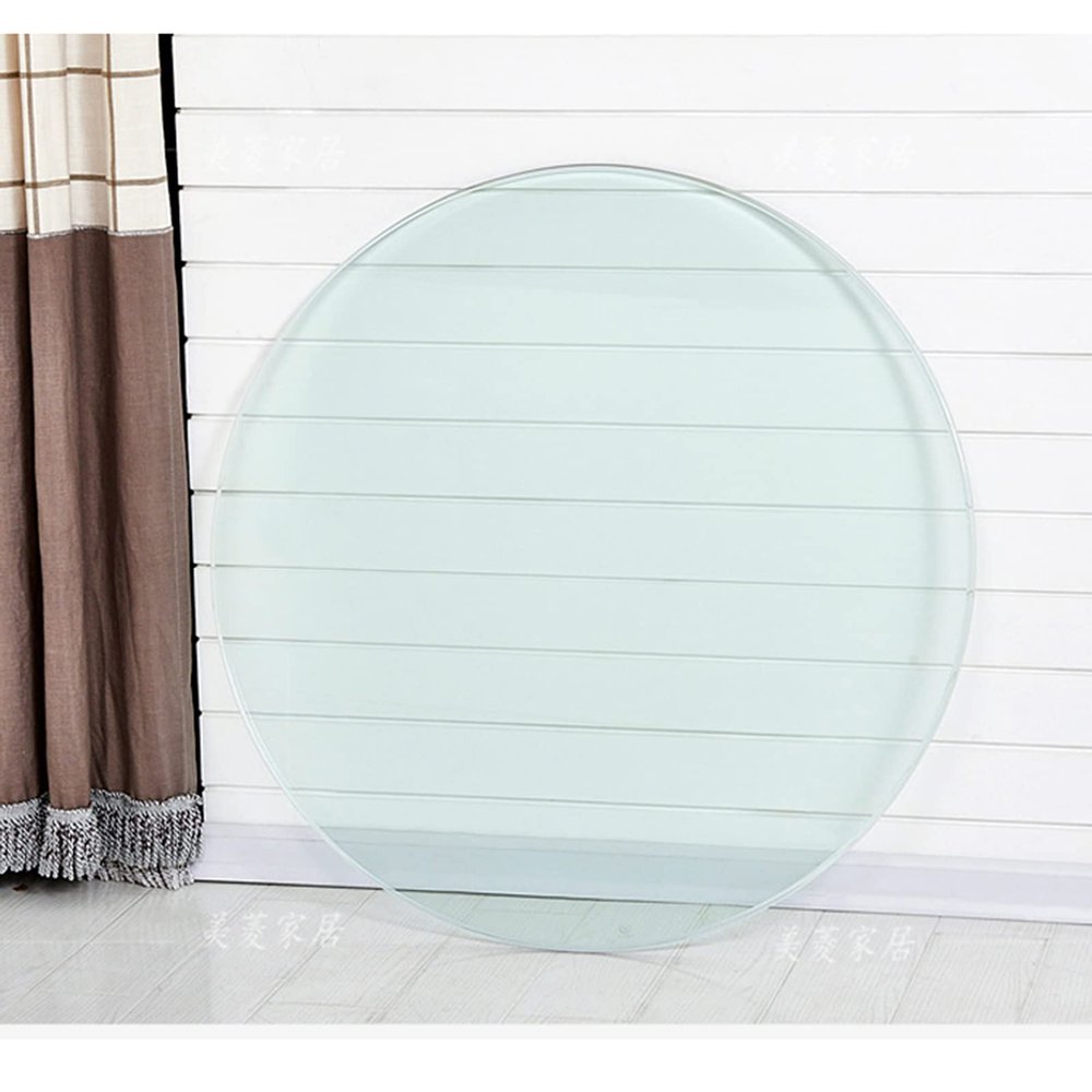 V3VOGUE Clear Round Glass Top - Heavy Tempered Glass Table Top with Flat Polished Edge, 9mm Thick, Clear Plate Glass Heat Resistants Easy Clean, Glass Tops for Dining Table/Coffee Tables