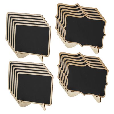 CraftyBook Mini Chalkboard Signs - 20pc Rectangular and Polygon Small Chalkboard Sign with Removable Easels Stands