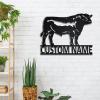 Custom Black Bull Metal Wall Art, Personalized Bull Name Sign,metal Outdoor Wall Art, Monogram Door Hanger,farmhouse Metal Sign, Farm Decoration, Cow Outdoor Custom Signs view 4