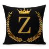Tiukiu Gold English Alphabet Z Throw Pillow Covers, Letter Monogram Initial Black Decorative Pillowcase Cushion Cases for Couch Bed and Living Room 16"x16" view 1