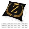 Tiukiu Gold English Alphabet Z Throw Pillow Covers, Letter Monogram Initial Black Decorative Pillowcase Cushion Cases for Couch Bed and Living Room 16"x16" view 2