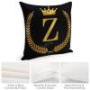 Tiukiu Gold English Alphabet Z Throw Pillow Covers, Letter Monogram Initial Black Decorative Pillowcase Cushion Cases for Couch Bed and Living Room 16"x16" view 4