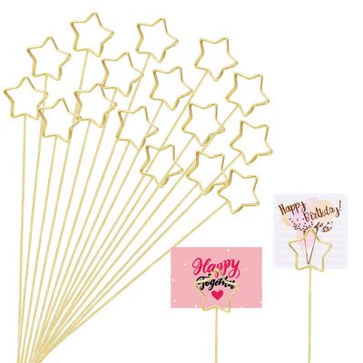 KIMOBER 30PCS Metal Floral Place Card Holder,13.4 Inch Golden Star Flower Picks Photo Memo Clips Gift Card Holder for Flower Arrangements,Wedding and Birthday Party