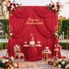 10ft x 8ft Wrinkle Free Red Backdrop Curtains for Parties, Polyester Photo Backdrop Drapes 2 Panels 5x8ft for Wedding Birthday Party Christmas Photography Background for Backdrop Stand view 2