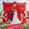10ft x 8ft Wrinkle Free Red Backdrop Curtains for Parties, Polyester Photo Backdrop Drapes 2 Panels 5x8ft for Wedding Birthday Party Christmas Photography Background for Backdrop Stand view 3