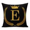 TiuKiu Letter Monogram Initial BlackThrow Pillow Cover Gold English Alphabet E Decorative Pillowcase Cushion Case for Couch Bedroom Car 18"x18" view 1