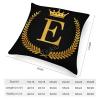 TiuKiu Letter Monogram Initial BlackThrow Pillow Cover Gold English Alphabet E Decorative Pillowcase Cushion Case for Couch Bedroom Car 18"x18" view 2