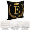 TiuKiu Letter Monogram Initial BlackThrow Pillow Cover Gold English Alphabet E Decorative Pillowcase Cushion Case for Couch Bedroom Car 18"x18" view 4