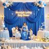 10ft x 8ft Wrinkle Free Royal Blue Backdrop Curtains for Parties, Polyester Photography Backdrop Drapes Back Drop Cloth for Baby Shower Photoshoot Engagement Wedding Birthday Photography Background view 2