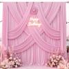 10 ft x 8 ft Wrinkle Free Pink Backdrop Curtain Panels for Parties, Polyester Thick Photography Backdrop Drapes for Baby Shower Bridal Shower Wedding Party Home Decoration Supplies view 2