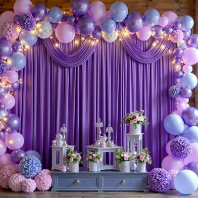 10 ft x 8 ft Wrinkle Free Purple Backdrop Curtain for Parties, Polyester Purple Photo Backdrop Drapes for Wedding Birthday Party Baby Shower,5ft x 8ft,2 Panels