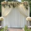 10 ft x 8 ft Wrinkle Free Ivory Backdrop Curtain for Wedding Parties, Polyester Ivory Photo Backdrop Drapes 2 Panels 5x8ft for Baby Shower Photoshoot Engagement Birthday Party Photography Background view 1