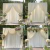 10 ft x 8 ft Wrinkle Free Ivory Backdrop Curtain for Wedding Parties, Polyester Ivory Photo Backdrop Drapes 2 Panels 5x8ft for Baby Shower Photoshoot Engagement Birthday Party Photography Background view 3