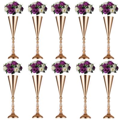 NUPTIO 10 Pcs Wedding Vase & 10 Pcs Artificial Flowers Set for Wedding Centerpieces for Tables