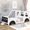 Quarte Creative Wood Kids Car Bed Twin Size Classic Car-Shaped Platform Bed with Wheels and Two Doors,Windows,Sturdy Slats Support,for Kids Boys Girls,Easy Assemble (White#M) view 1