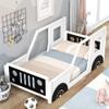 Quarte Creative Wood Kids Car Bed Twin Size Classic Car-Shaped Platform Bed with Wheels and Two Doors,Windows,Sturdy Slats Support,for Kids Boys Girls,Easy Assemble (White#M) view 2