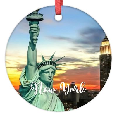 Christmas Ornaments New York Statue of Liberty Ornaments for Christmas Trees New York USA Travel Souvenir Personalized Christmas Ornaments 2022 Christmas Decor Keepsake Holiday Christmas Decor 3 Inch