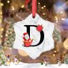 Initial Letter D Christmas Ornaments Personalized Monogram Christmas Ornaments 2022 Cute Santa Poinsettia Flower Ornaments for Christmas Trees Keepsake Gifts for Holiday Souvenir Wedding Birthday view 2