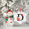 Initial Letter D Christmas Ornaments Personalized Monogram Christmas Ornaments 2022 Cute Santa Poinsettia Flower Ornaments for Christmas Trees Keepsake Gifts for Holiday Souvenir Wedding Birthday view 3