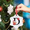 Initial Letter D Christmas Ornaments Personalized Monogram Christmas Ornaments 2022 Cute Santa Poinsettia Flower Ornaments for Christmas Trees Keepsake Gifts for Holiday Souvenir Wedding Birthday view 4