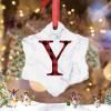 Initial Letter Y Christmas Ornaments 2022 Red and Black Plaid Letter Christmas Tree Ornaments Personalized Monogram Christmas Ornaments Keepsake Gifts for Holiday Souvenir Wedding Birthday view 2