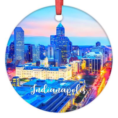 Christmas Ornaments Indianapolis Cityscape Ornament for Christmas Tree Decor Indiana USA Travel Souvenir Personalized Christmas Ornaments 2022 Christmas Decor Keepsake Holiday Christmas Decor 3 Inch