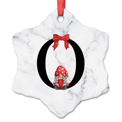 Monogram Initial Letter O Christmas Decorations for Tree Santa Claus Gnomes Christmas Ornament 2022 Ceramic Hanging Ornaments Keepsake Gifts for Wedding Anniversary Holiday Pendants