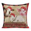 TiuKiu Cow Pig Sheep Santa Hat Decorative Throw Pillow Case Merry Christmas Farm Animals Square Cushion Cover Pillowcase for Couch Sofa Bedroom Decor 24"x24" view 1