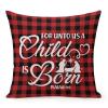 TiuKiu Christmas Buffalo Plaid Nativity Theme Throw Pillow Cases for Unto Us A Child is Born Isaiah 9:6 Pillow Cover Case 26"x26" Linen Cushion Covers Decorative Pillowcase for Couch Sofa Bedroom Car view 1
