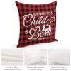 TiuKiu Christmas Buffalo Plaid Nativity Theme Throw Pillow Cases for Unto Us A Child is Born Isaiah 9:6 Pillow Cover Case 26"x26" Linen Cushion Covers Decorative Pillowcase for Couch Sofa Bedroom Car view 4