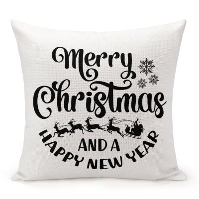 Decorative Throw Pillow Cover Merry Christmas And Happy New Year Home Decor Christmas Buffalo Plaid Cushion Pillowcase 26"x26" Square Pillow Case for Couch Outdoor Sofa Bedroom Office Car Decor