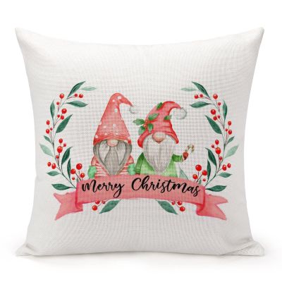 TiuKiu Christmas Holidays Decor Decorative Throw Pillow Case Santa Gnome Christmas Gnomes Wreath Square Cushion Cover Pillowcase for Couch Sofa Bedroom Decor 26"x26"