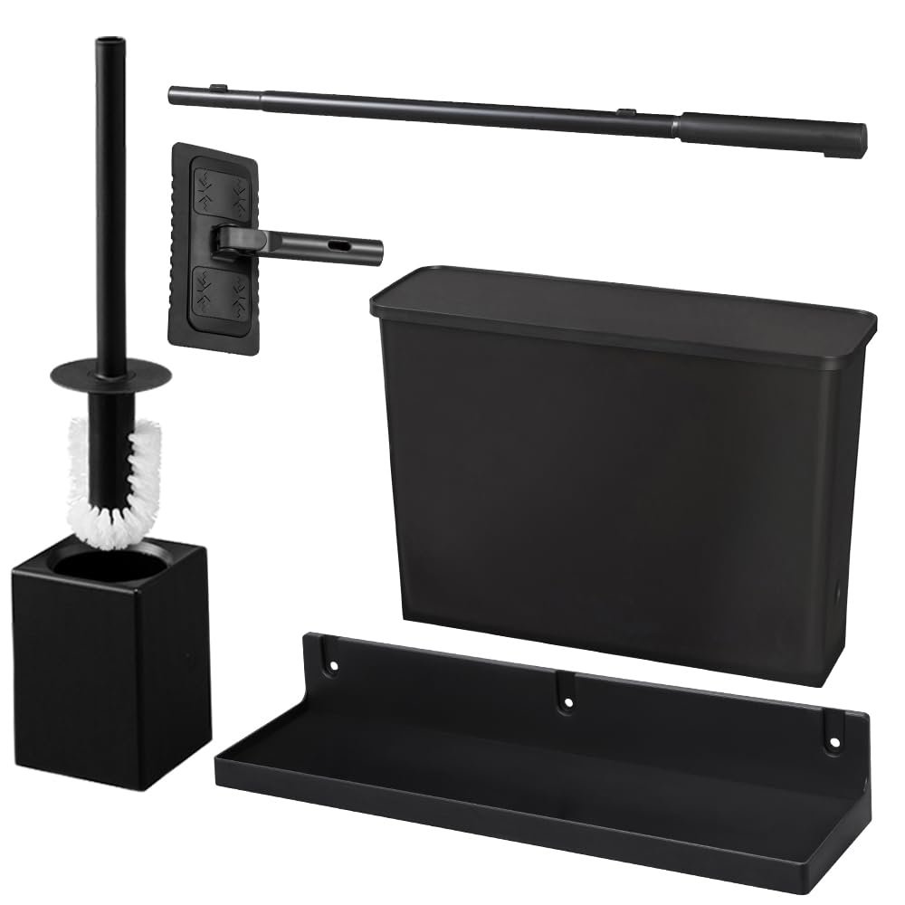 Iris Ohyama SSE-5TO Toilet Cleaning 5-Piece Set, Cleaning Set, Cleaning Supplies, Easy Cleaning, Even Narrow Corners, Black