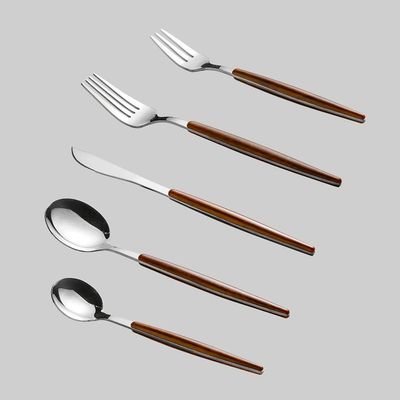 Wood Silverware Set 40 Piece Cutlery Sets for 8 With Wooden Handle Premium Stainless Steel Flatware Knifes Forks and Spoons Set Home Kitchen Restaurant Hotel Tableware Utensils Set