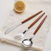 Wood Silverware Set 40 Piece Cutlery Sets for 8 With Wooden Handle Premium Stainless Steel Flatware Knifes Forks and Spoons Set Home Kitchen Restaurant Hotel Tableware Utensils Set view 2