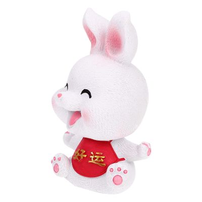 GANAZONO Resin Bunny Figurine Adornment Shaking Car Interior Decor Cute Desktop Ornament for Decoration for Bunny