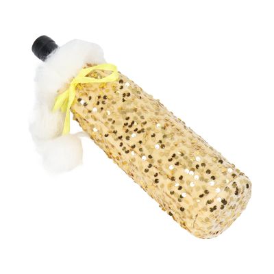 Fdit Sequin Cloth Christmas Wine Bottle Cover, Gold, Holiday Decoration, 11.0x4.7 Inch