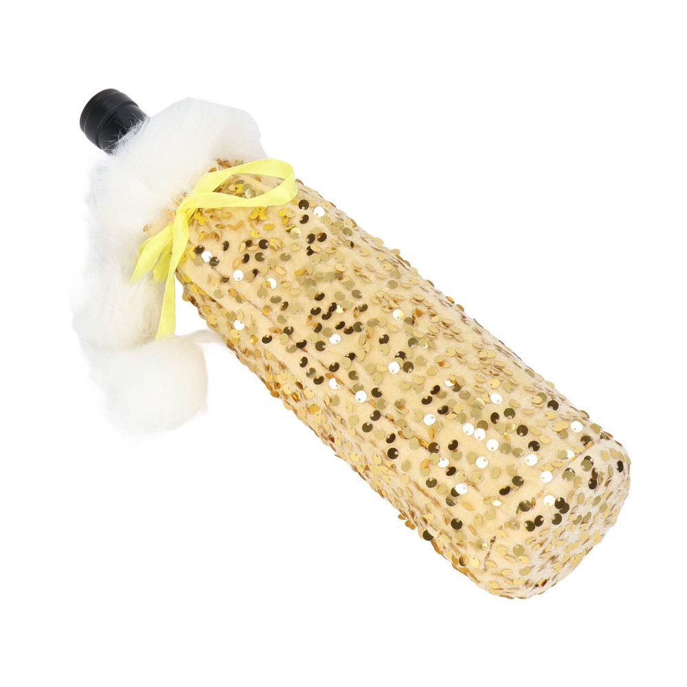 Fdit Sequin Cloth Christmas Wine Bottle Cover, Gold, Holiday Decoration, 11.0x4.7 Inch