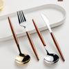Wood Gold Silverware Set 50 Piece Cutlery Sets for 10 With Wooden Handle Premium Stainless Steel Flatware Knifes Forks and Spoons Set Home Kitchen Restaurant Hotel Tableware Utensils Set view 4