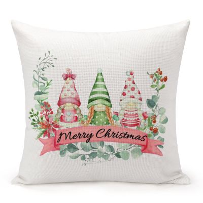 Decorative Throw Pillow Cover Santa Gnome Christmas Gnomes Wreath Home Decor Christmas Holidays Decor Cushion Pillowcase 20"x20" Square Pillow Case for Couch Outdoor Sofa Bedroom Office Car Decor
