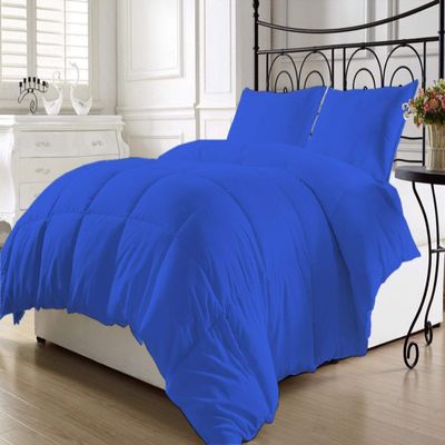 Cotton Home Depot All Season Luxury 600 Thread Count 1 Piece Down Alternative Comforter, Hotel Quality 400 GSM Full Light Weight 100% Egyptian Cotton (Oversized Queen Size, Royal Blue Solid)