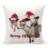 TiuKiu Highland Cow Farm Christmas Cow Animal Lover Decorative Throw Pillow Case Farm Animals Merry Christmas Square Cushion Cover Pillowcase for Couch Sofa Bedroom Decor 24"x24" view 1