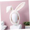PRETYZOOM Rabbit Headwear Plush Hat Brown Hat Movable Ear Mask Caps Headphones Headband Men Scarves Cartoon Animal Clothing Wool Cap Rabbit Ear Accessories Man Headgear White view 2