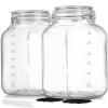 2 Pack 1 Gallon Square Super Wide-Mouth Glass Jars with Airtight Lids - Glass Storage Jars with 2 Measurement Mark - Canning Jars with Large Capacity, Sturdy For Canning, Overnight Oats, 4200 ML view 1