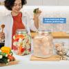 2 Pack 1 Gallon Square Super Wide-Mouth Glass Jars with Airtight Lids - Glass Storage Jars with 2 Measurement Mark - Canning Jars with Large Capacity, Sturdy For Canning, Overnight Oats, 4200 ML view 2