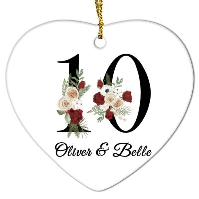 2022 Christmas Ornaments 10th Wedding Anniversary Christmas Tree Ornaments Custom Name and Wedding Date Loved Theme Xmas Decoration Personalized Memorial Keepsake 3 Inch