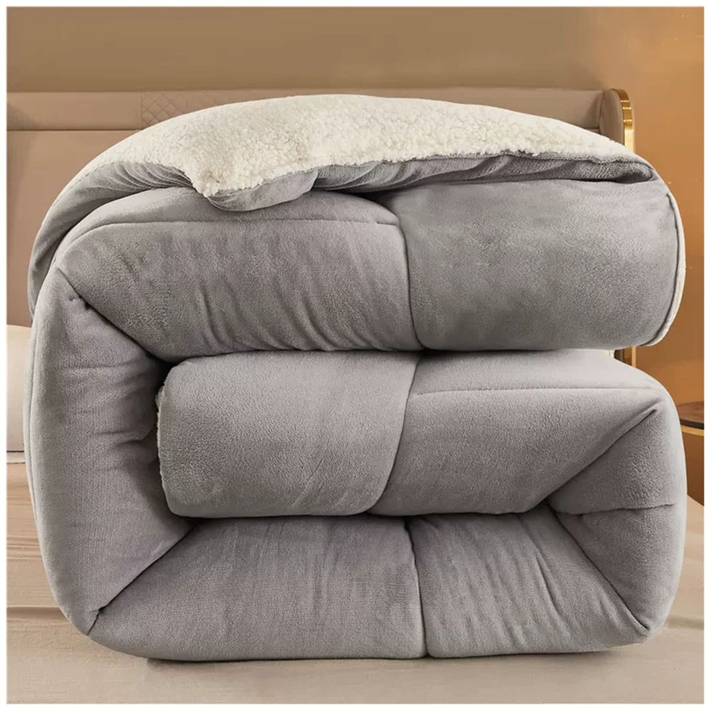 ZTGL Winter Fluffy Duvet - Double-Sided Velvet Warm Quilt Core, Soft Crystal Velvet + Warm Lamb Velvet Fabric, Microfiber Filling, Super Warmth Thickened Gift Quilt,B,220x240cm/5kg